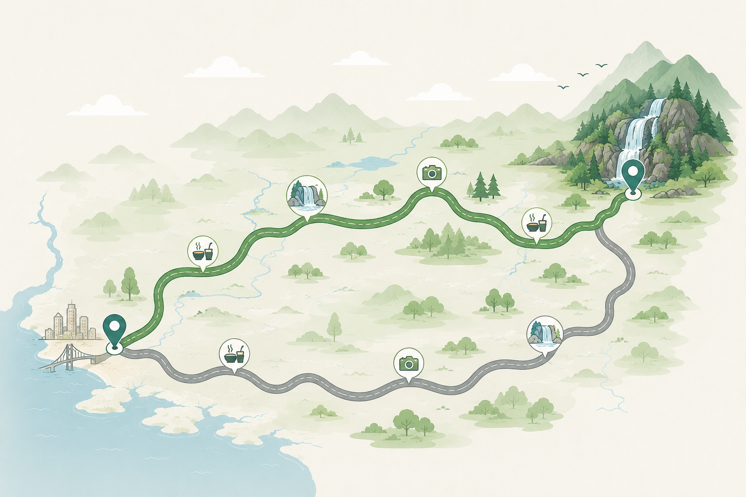 Illustrated map comparing the Mumbai to Malshej Ghat route via Murbad and the alternate Ahmednagar highway route