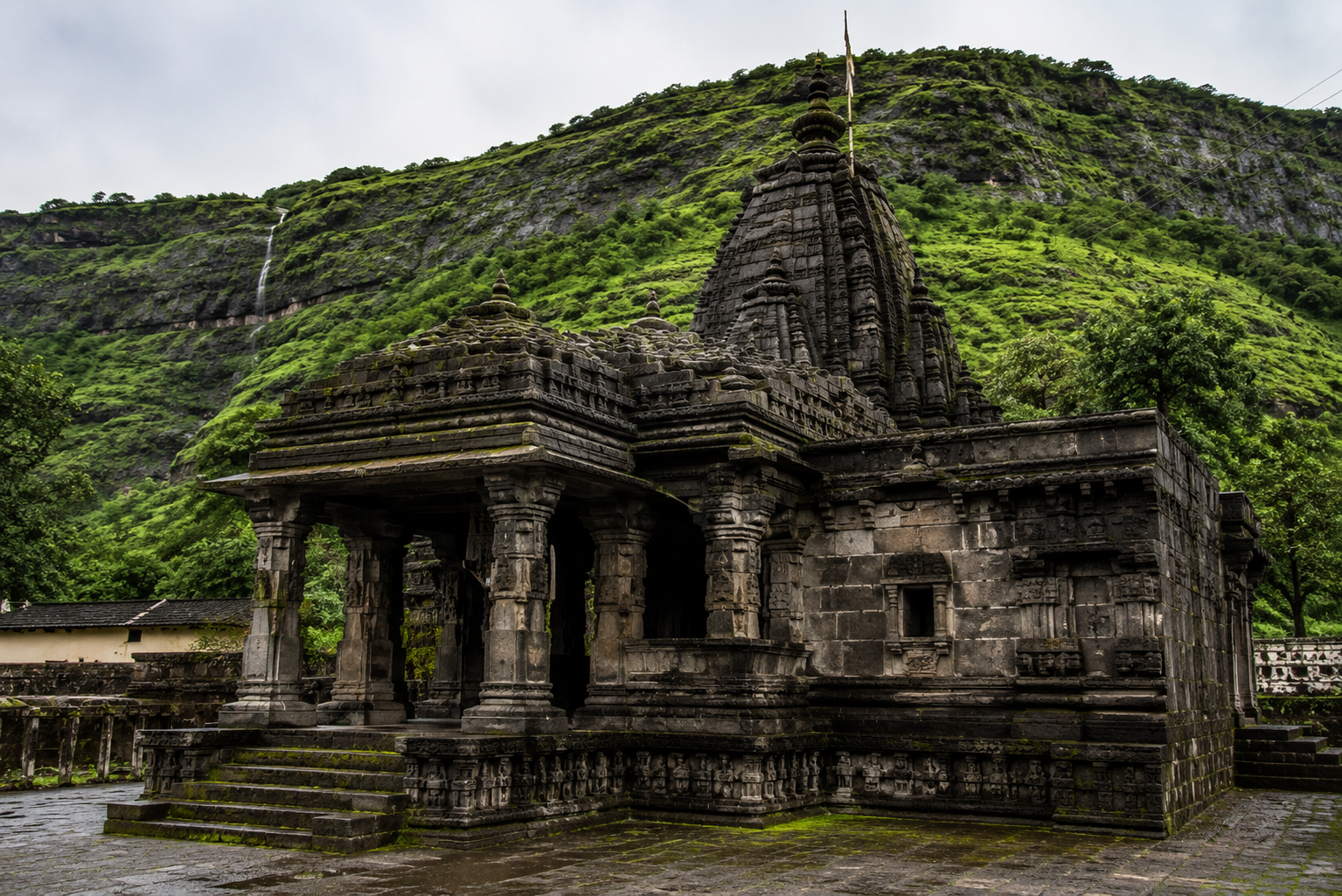 Ancient stone Hemadpanthi-style temple at Ratanwadi village near Bhandardara