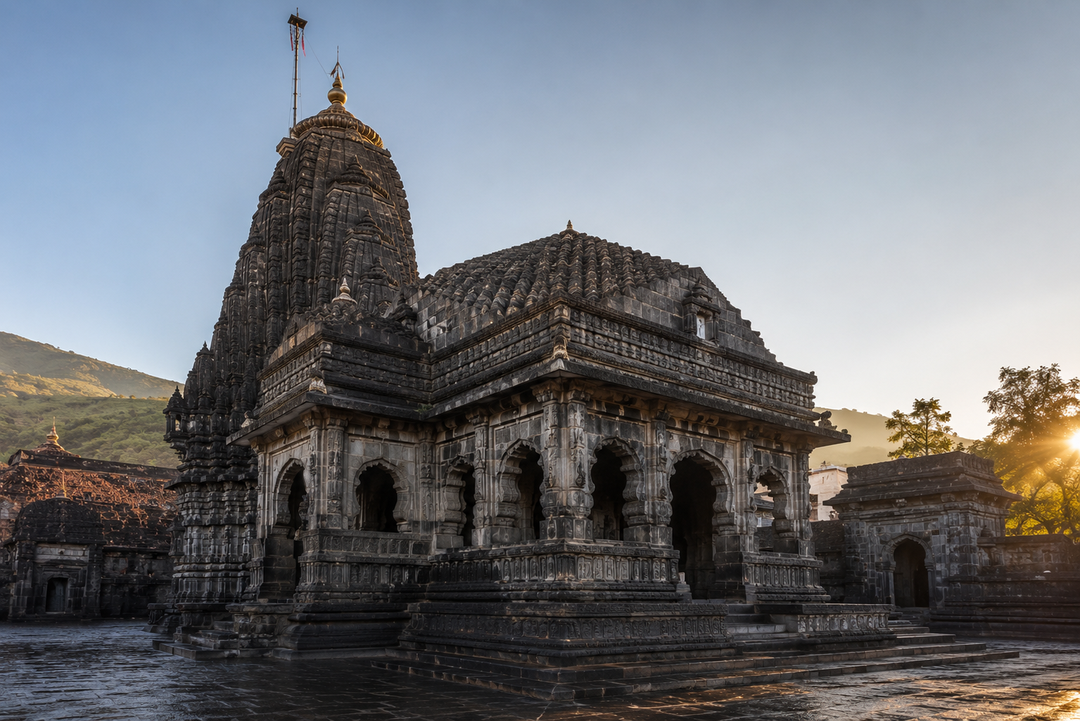 Weathered stone temple architecture at Trimbakeshwar near Nashik