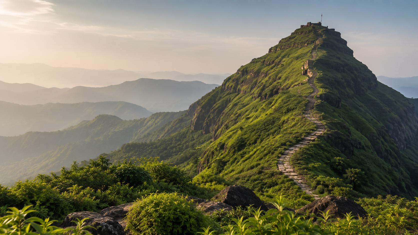 Green Brahmagiri hill trail near Trimbakeshwar, traditionally regarded as the source of the Godavari River