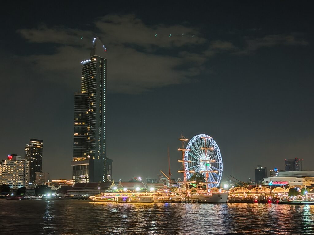 Bangkok skywheel in evening, Thailand